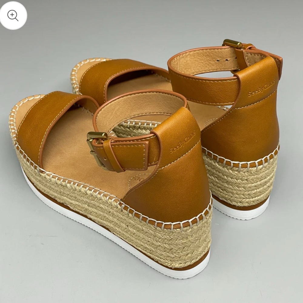 SEE BY CHLOÉ Glyn flatform Texan Calf Skin Espadrilles in Tan Sandals - Picture 3 of 10